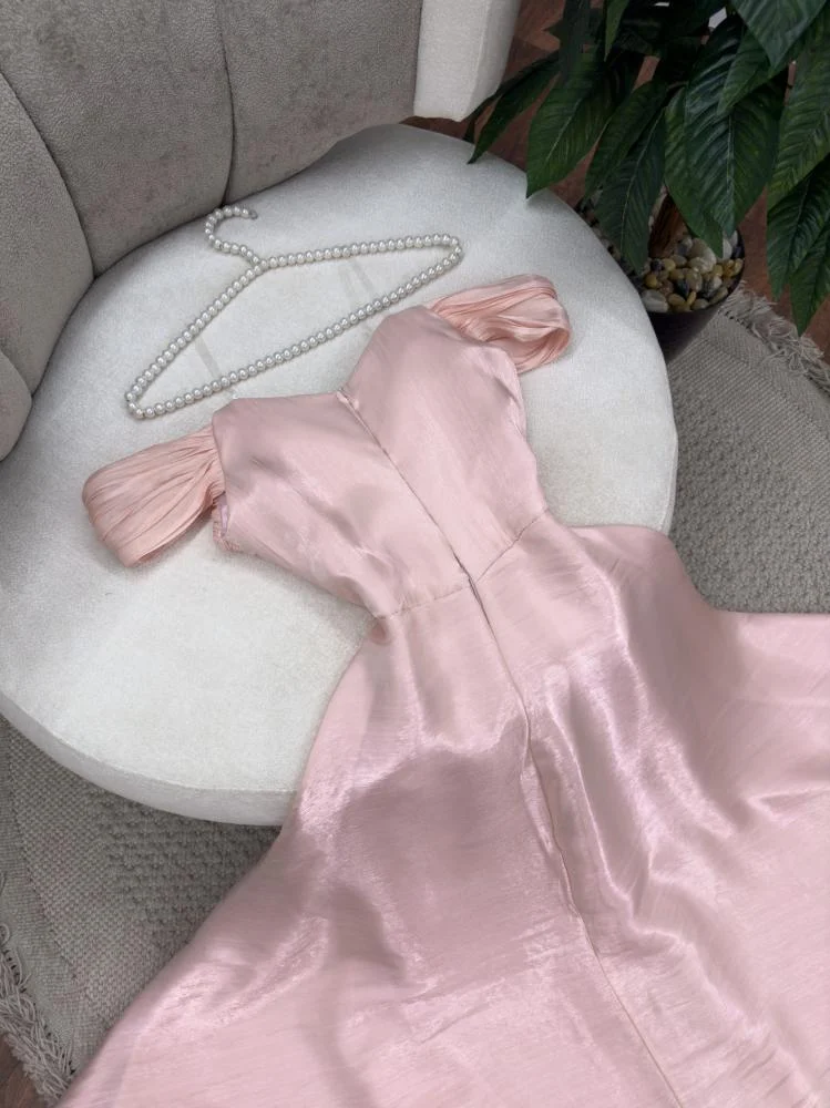 Sexy A Line Off The Shoulder Strapless Pink Long Prom Dresses Evening Dress With Ruffles