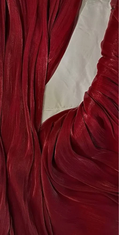Simple Sheath Spaghetti Straps Burgundy Long Prom Dresses Evening Dress With Ruffles