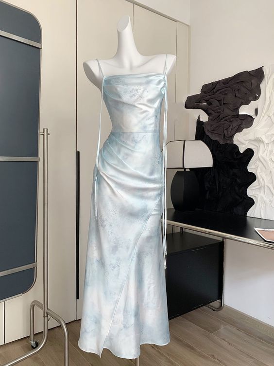 Classic Sheath Spaghetti Straps Floral Long Prom Dress With Ruffles