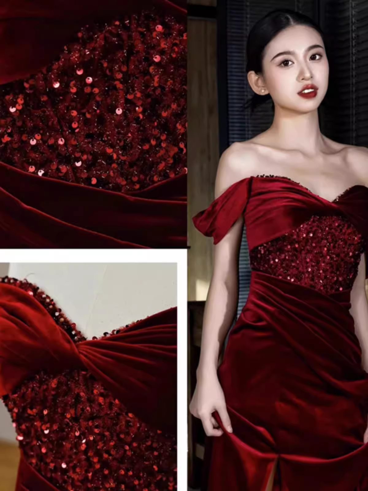 Sexy Mermaid Burgundy Off The Shoulder Long Prom Dresses Satin Birthday Outfits