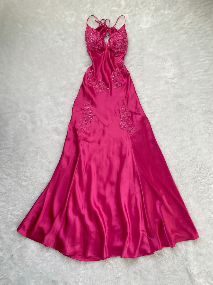 Sexy Sheath Spaghetti Straps Sleeveless Hot Pink Satin Backless Prom Dresses Evening Gowns