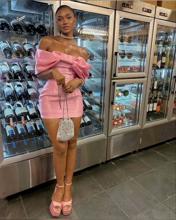 Off The Shoulder Pink Homecoming Dresses Bowknot Short Hoco Dress