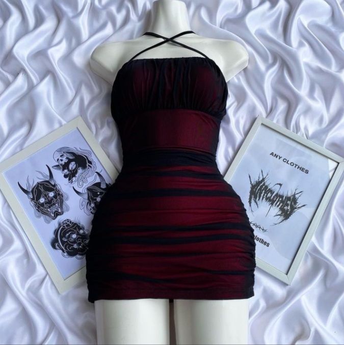 Simple Sheath Halter Black Burgundy Homecoming Dresses Short Cocktail Dress With Ruffles