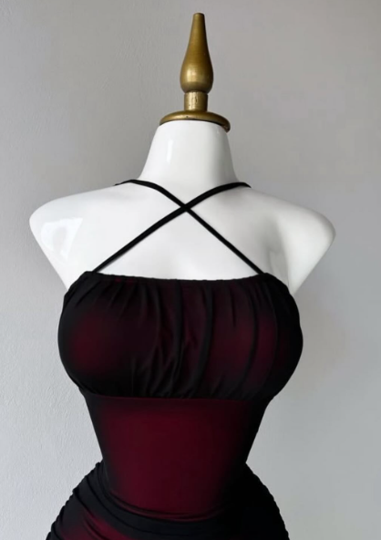 Simple Sheath Halter Black Burgundy Homecoming Dresses Short Cocktail Dress With Ruffles