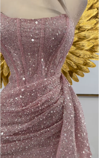 Sexy Sheath Strapless Pink Sequin Homecoming Dresses Short Birthday Outfits