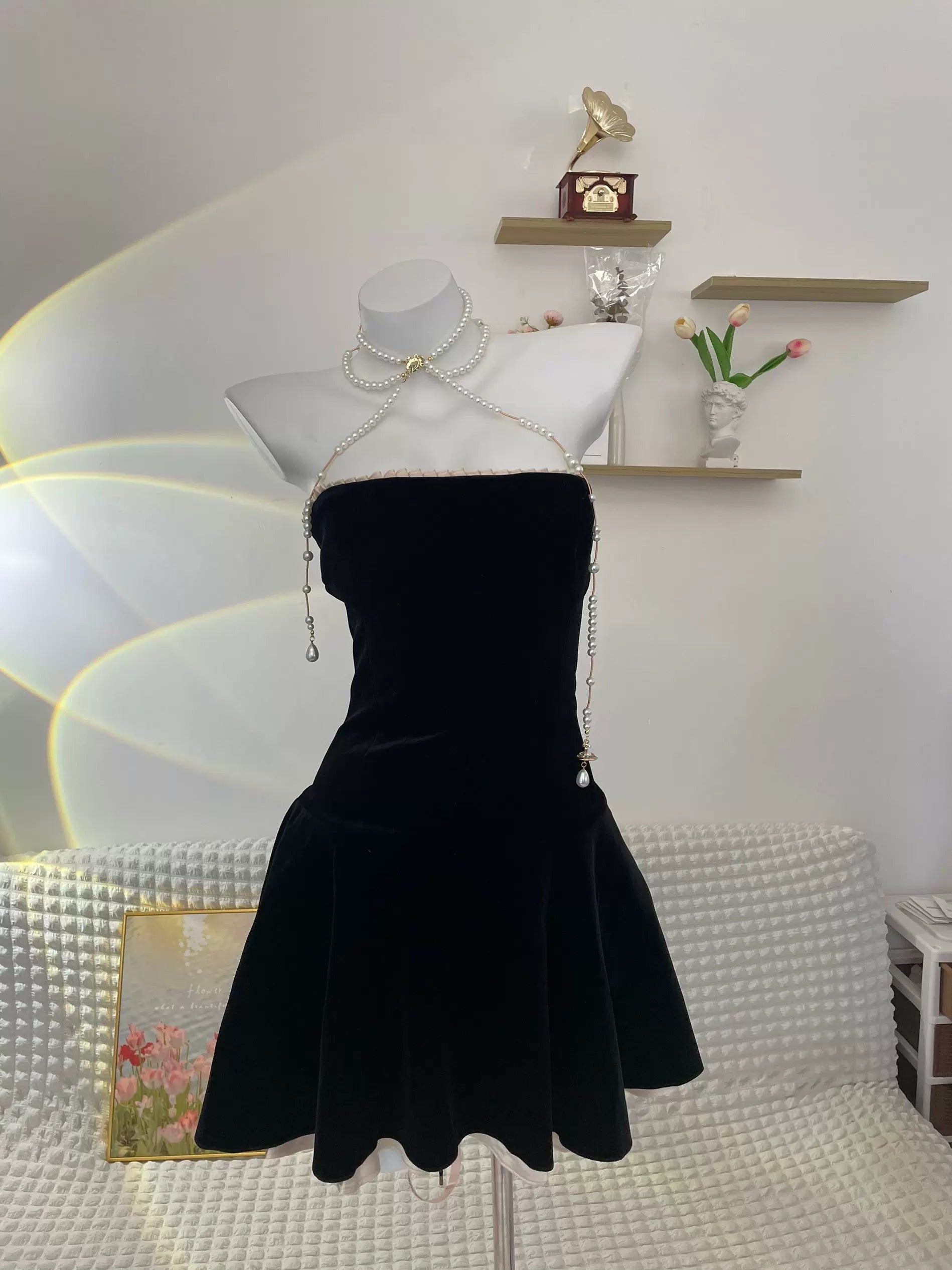 Vintage A Line Strapless Black Velvet Birthday Outfits Short Homecoming Dress