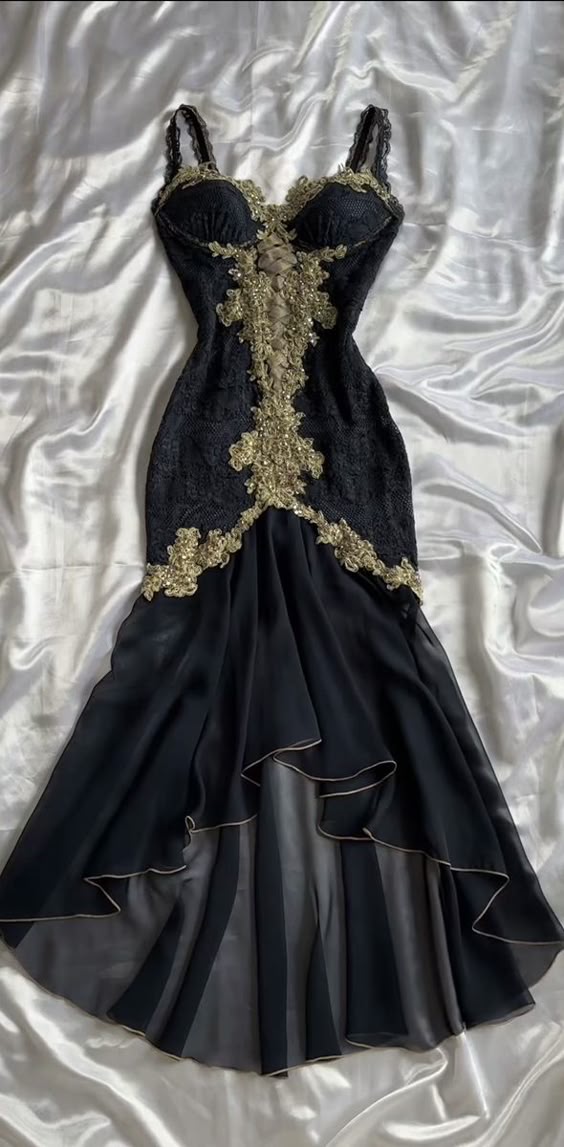 Elegant High Low Straps Black Chiffon Lace Prom Dresses Ruffles Evening Dress
