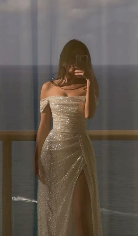 Modest Sheath Off The Shoulder Short Sleeves Long Sequin Prom Dress Evening Dresses