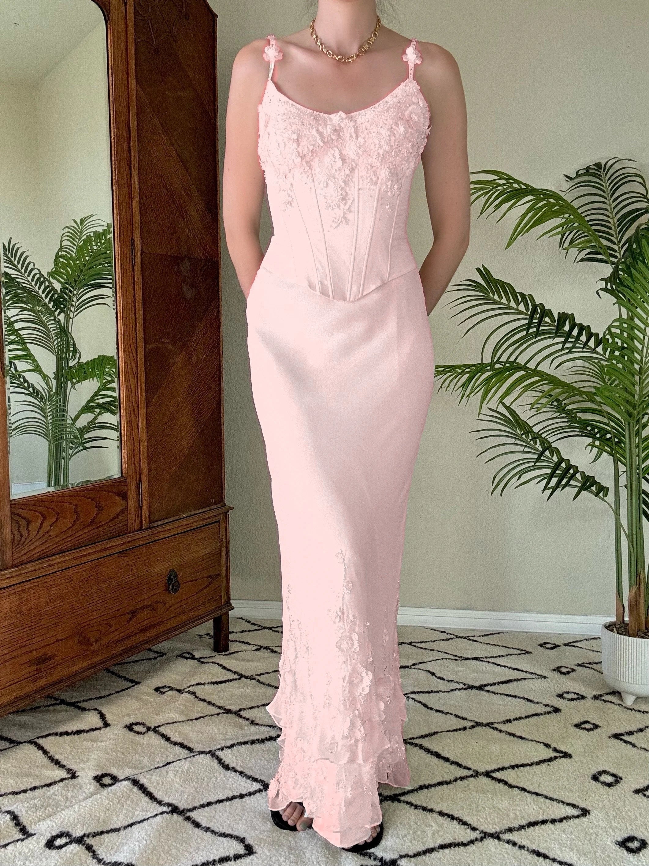 Pretty Mermaid Spaghetti Straps Satin Lace Prom Dresses Long Evening Dress