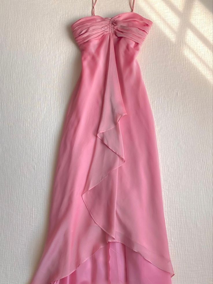 Pretty A line Halter Sleeveless Pink Chiffon Prom Dresses Long Evening Dress