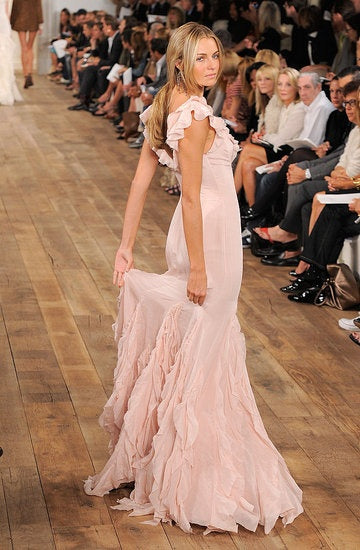 Pretty Mermaid V neckline Long Chiffon Prom Dresses Evening Dress