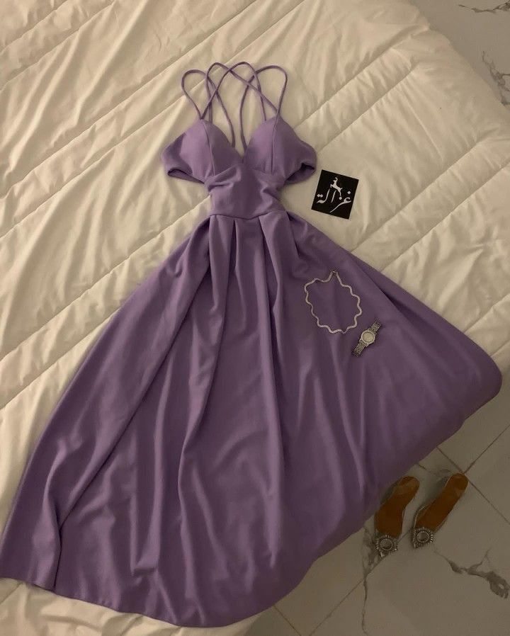 Classy A Line Spaghetti Straps Light Grape Long Prom Dresses Evening Dress