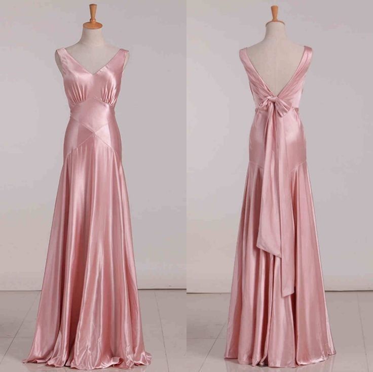 Gorgeous Mermaid V Neckline Long Satin Prom Dresses Beads Evening Dress