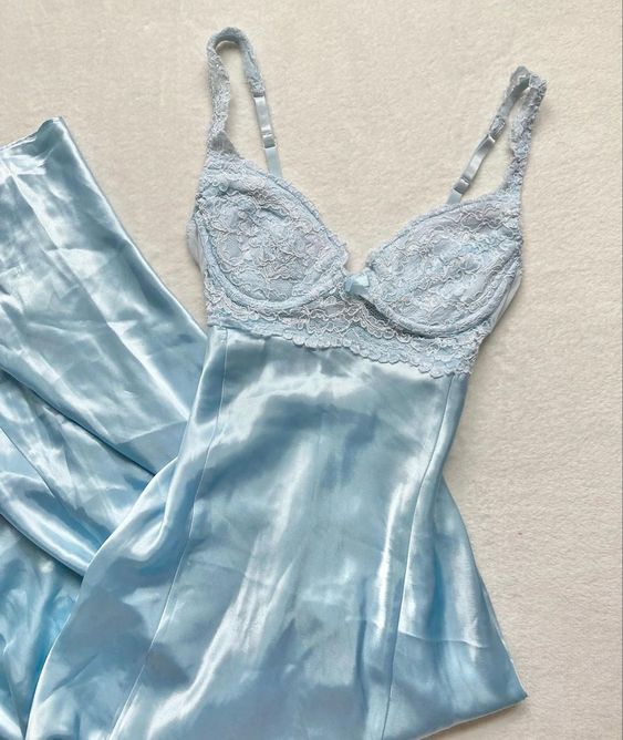 Vintage A line Spaghetti Straps Light Sky Blue Lace Long Prom Dresses Evening Dress