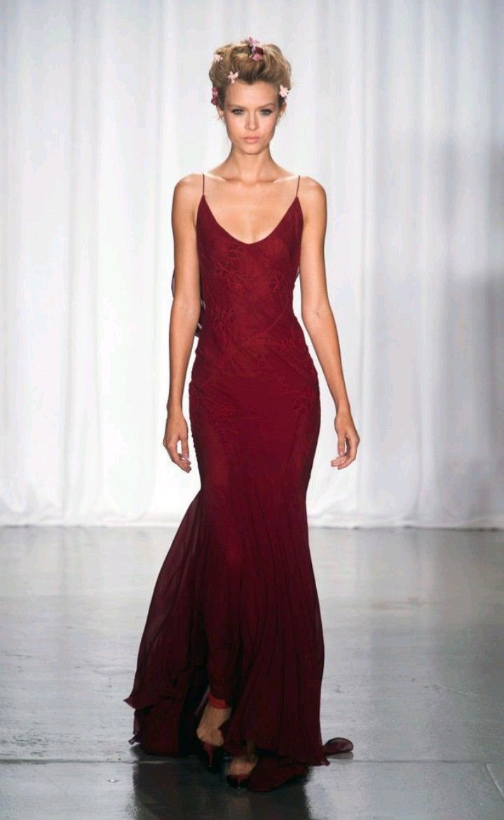 Vintage Mermaid Spaghetti Straps Burgundy Floor Length Prom Dresses Evening Dress