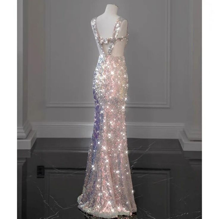 2025 New Elegant Mermaid Straps Sleeveless Bow-knot Sequin Long Prom Dresses