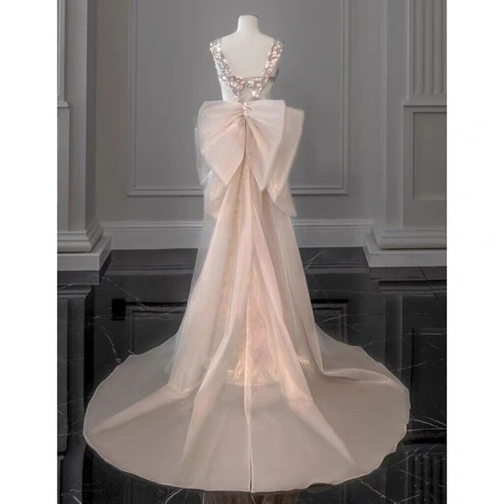 2025 New Elegant Mermaid Straps Sleeveless Bow-knot Sequin Long Prom Dresses