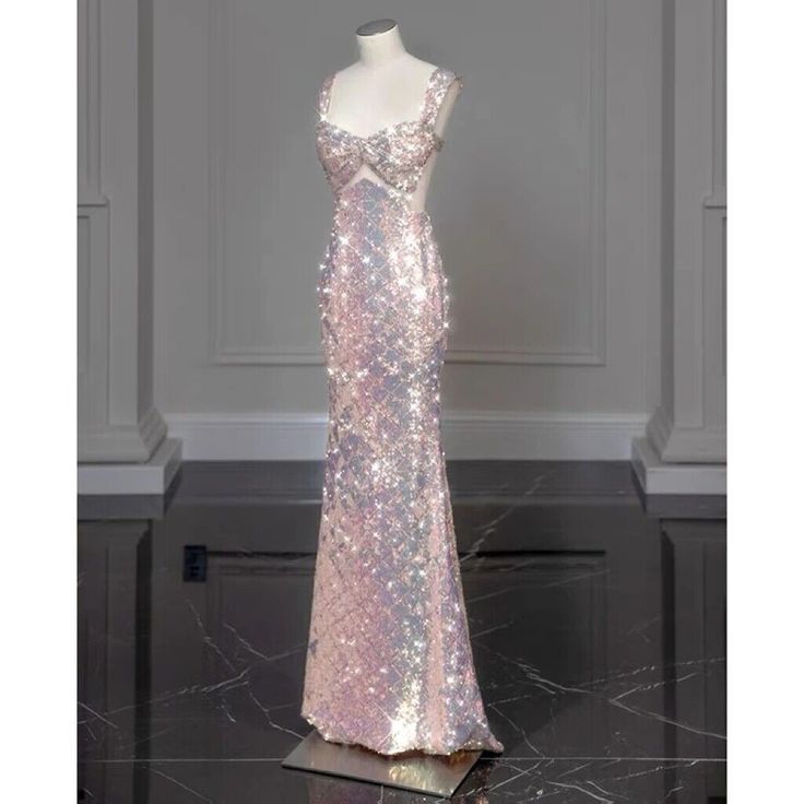 2025 New Elegant Mermaid Straps Sleeveless Bow-knot Sequin Long Prom Dresses