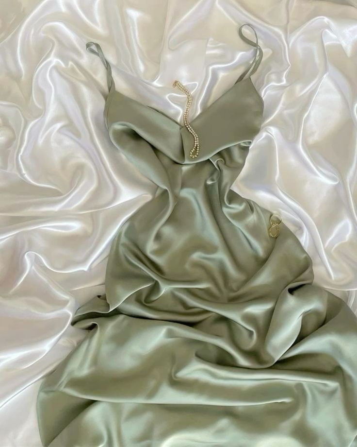 Simple A-line Spaghetti Straps Sage Green Prom Dress Silk Satin Prom Dresses