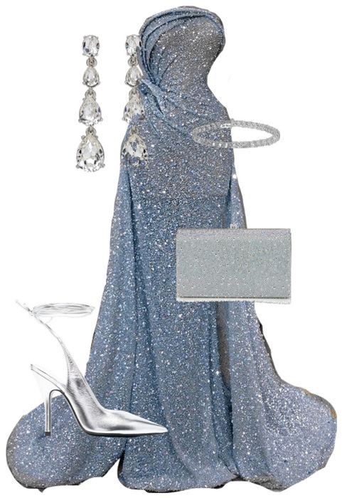 Elegant Mermaid Strapless Sequin Light Sky Blue Long Prom Dresses Evening Dress
