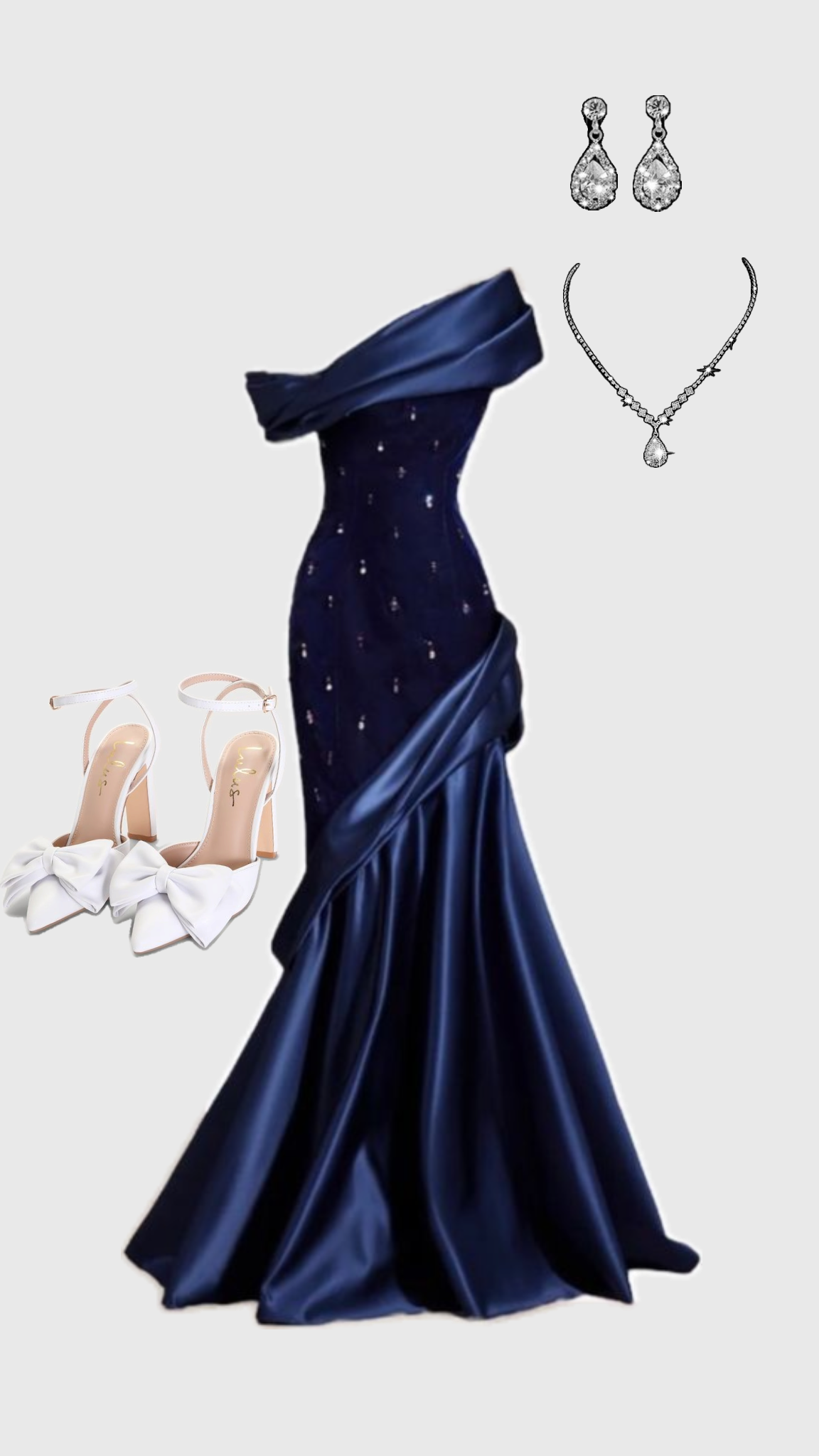 Pretty Mermaid One Shoulder Navy Blue Satin Long Party Dress Prom Dresses