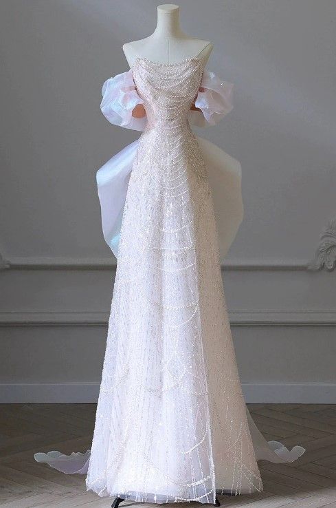 Elegant Off The Shoulder Light Pink Beaded Luxury Evening Dress Prom Dresses