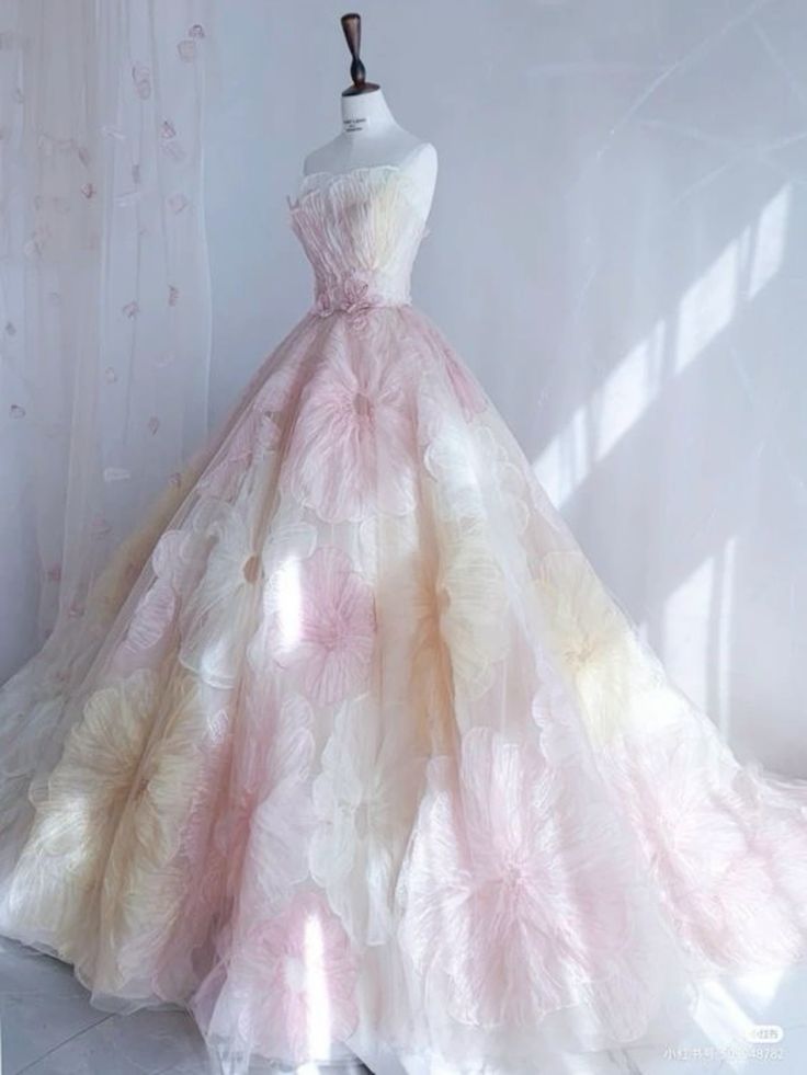 Pretty Ball Gown Sweetheart Tulle Long Pink Floor Length Prom Dresses Sweet 16 Dresses