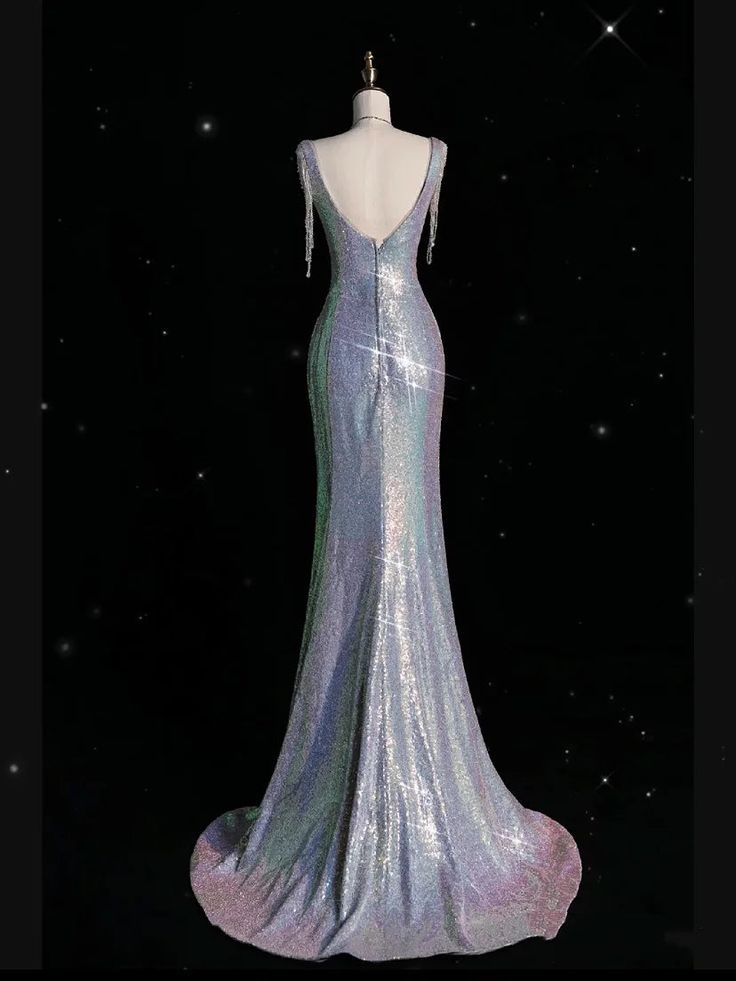 Sexy Women Square Collar Bead Tassel Long High Slit Mermaid Prom Dresses