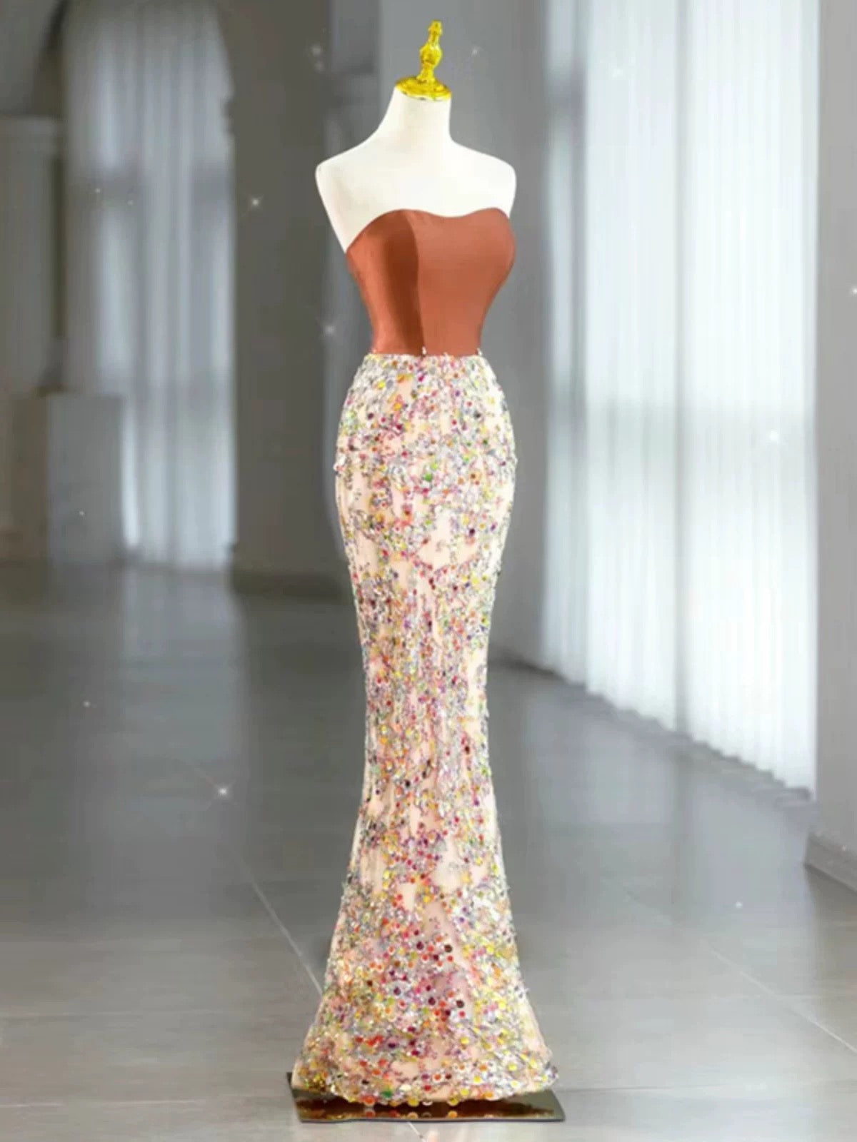 Sexy Mermaid Sweetheart Satin Evening Dress Long Prom Dresses Party Dress With Bow