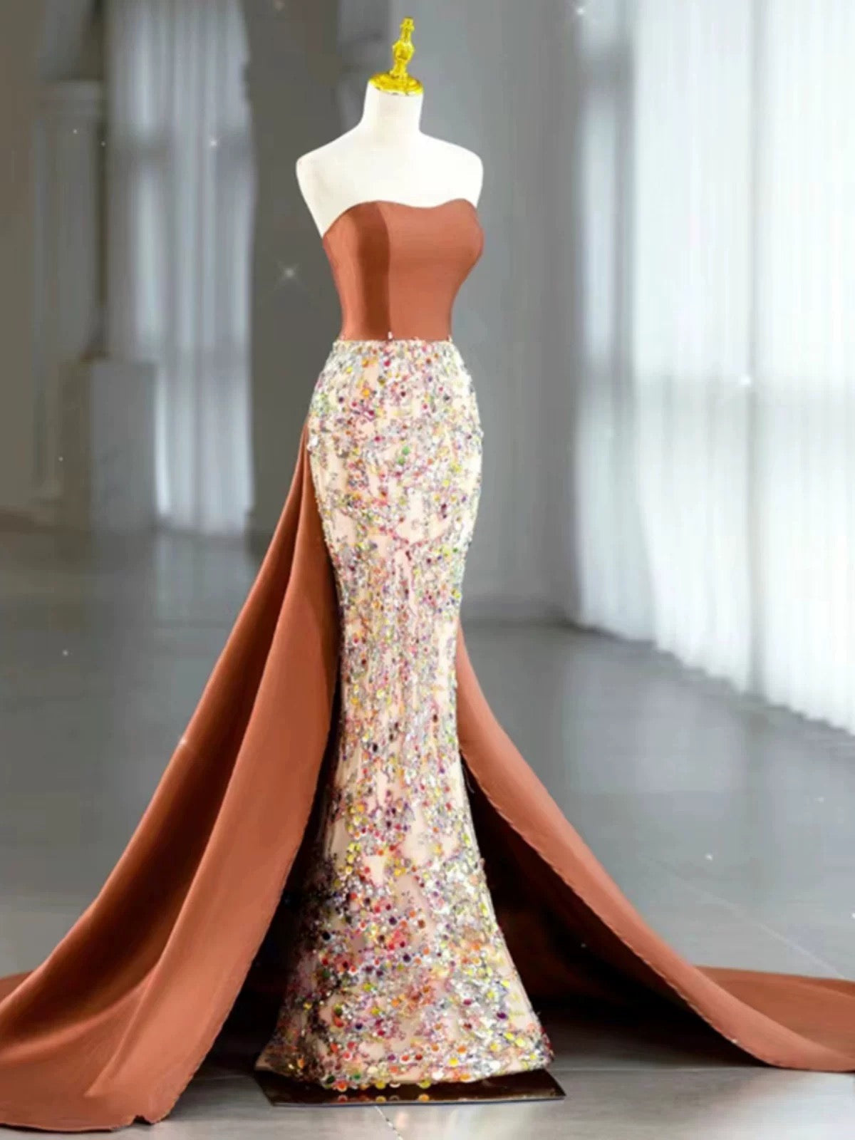 Sexy Mermaid Sweetheart Satin Evening Dress Long Prom Dresses Party Dress With Bow