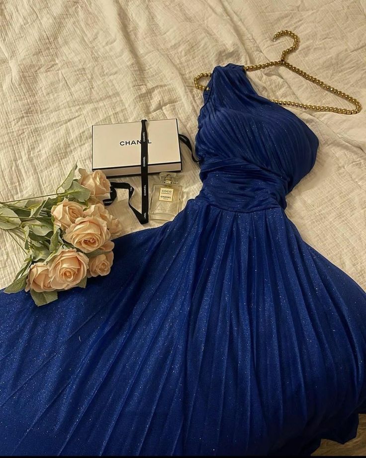 Classy A line One Shoulder Royal Blue Long Sequin Party Dress Prom Dresses Evening Dress