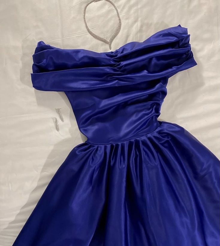 Sexy A line Off The Shoulder Navy Blue Prom Dress With Pleated Long Satin Prom Dresses Party Dress