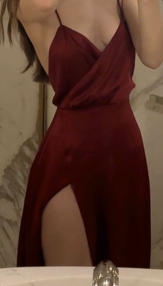 Classy A line Spaghetti Straps Red Satin Party Dress Prom Dresses Evening Dress