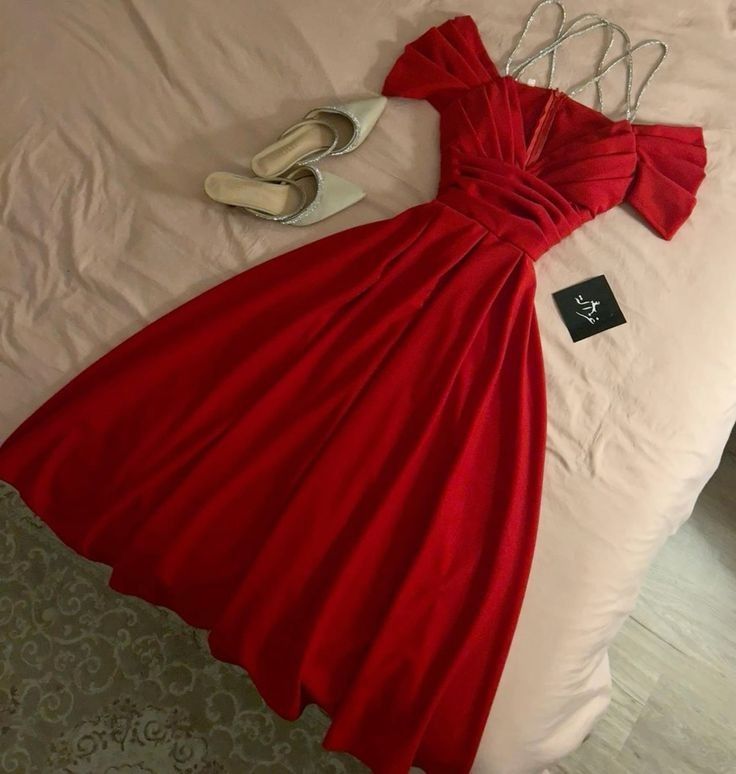 Elegant A Line Spaghetti Straps Red Long Prom Dress Evening Dresses