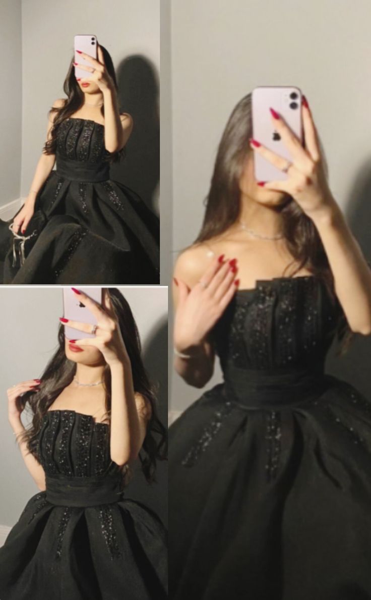 Pretty A line Strapless Black Tulle Prom Dress Evening Dresses With Beads