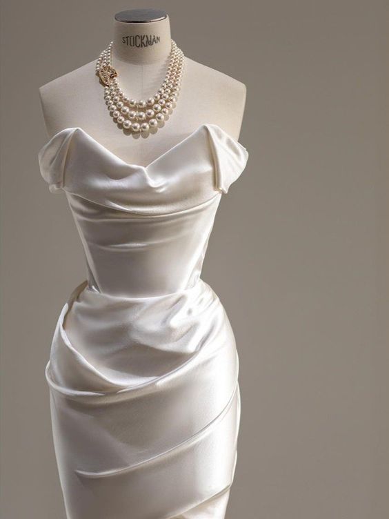 Elegant Mermaid Off The Shoulder Satin Long White Wedding Dresses