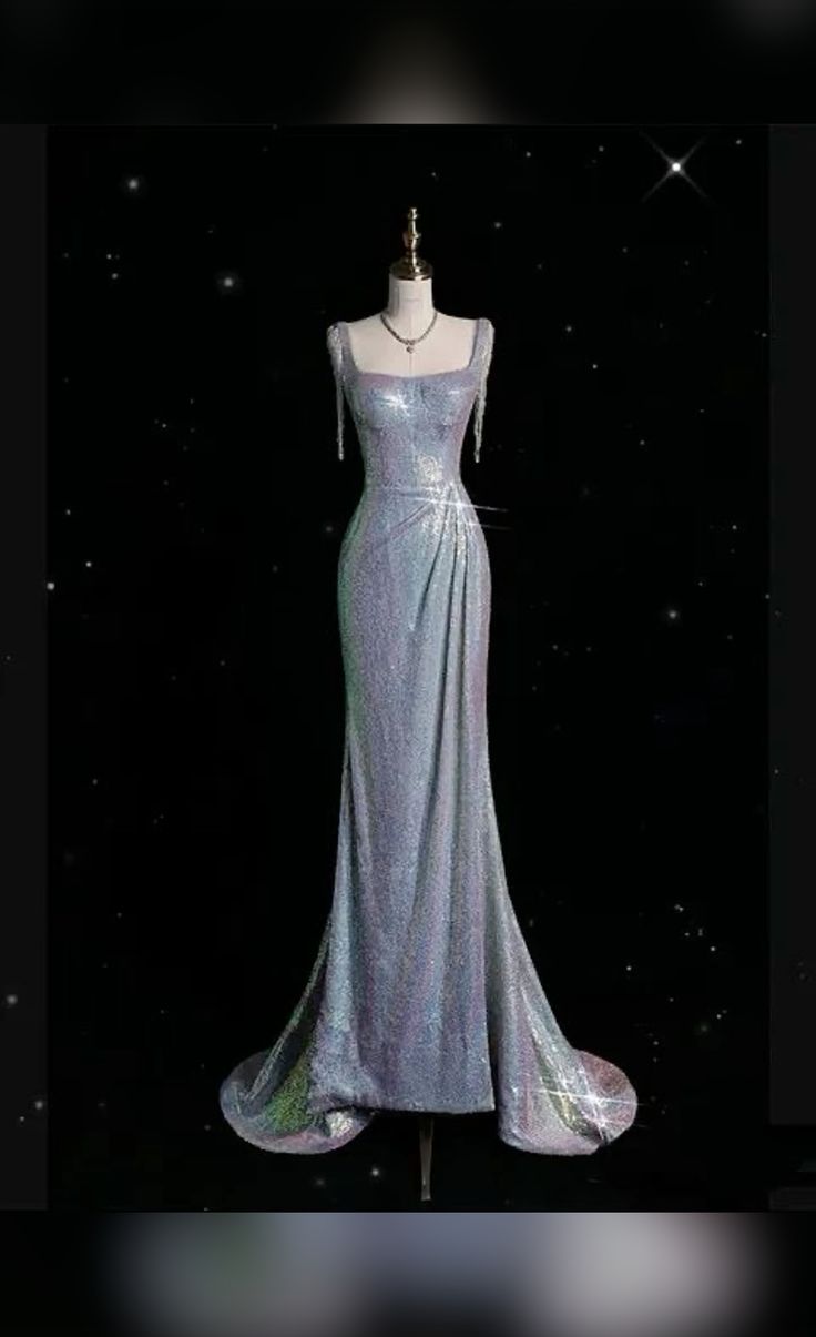 Pretty Sheath Square Neckline Sequins Long Ruffles Evening Dress Prom Dresses