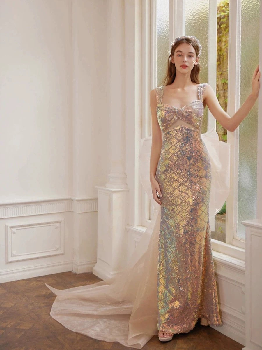 Pretty Mermaid Sweetheart Sequin Long Evening Dress Prom Dresses Birthday Outfits