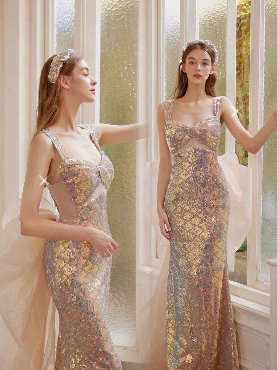 Pretty Mermaid Sweetheart Sequin Long Evening Dress Prom Dresses Birthday Outfits