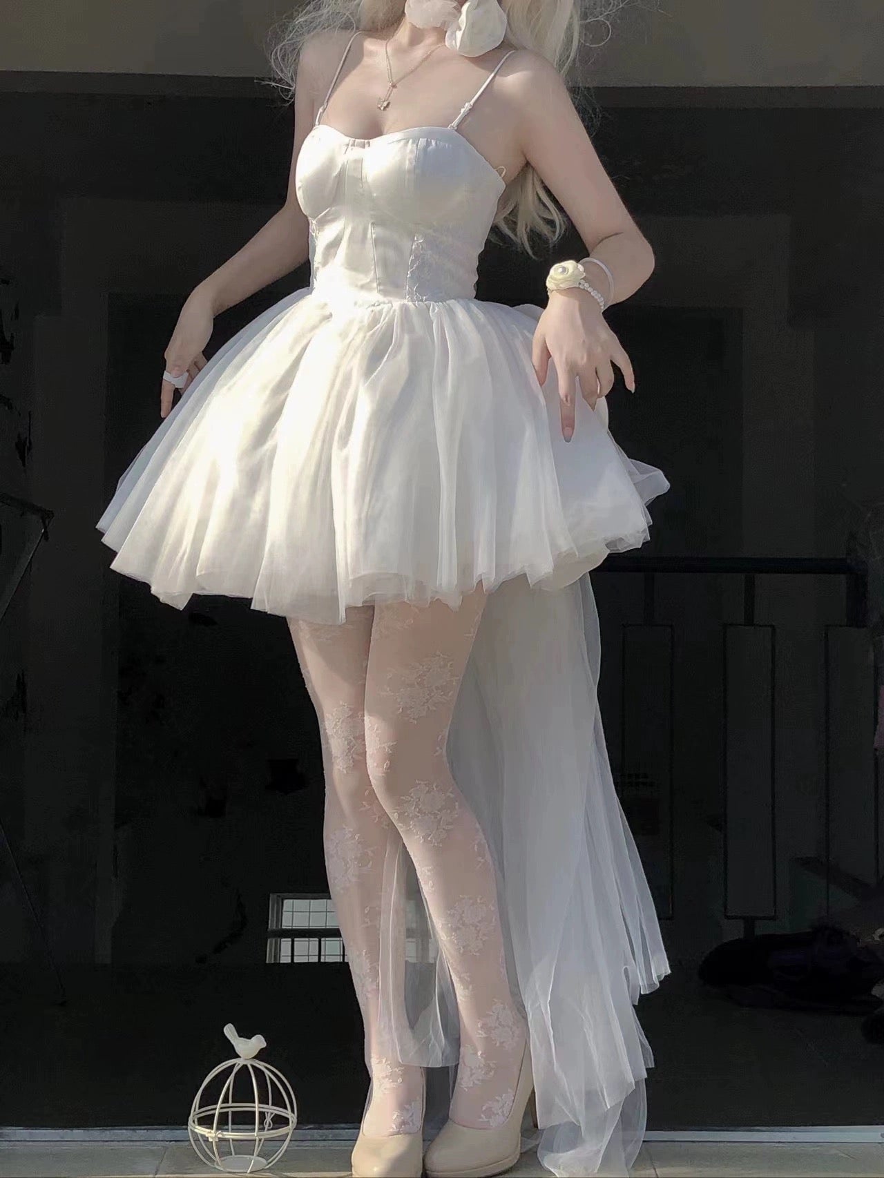 Cute A Line Spaghetti Straps Short White Homecoming Dress