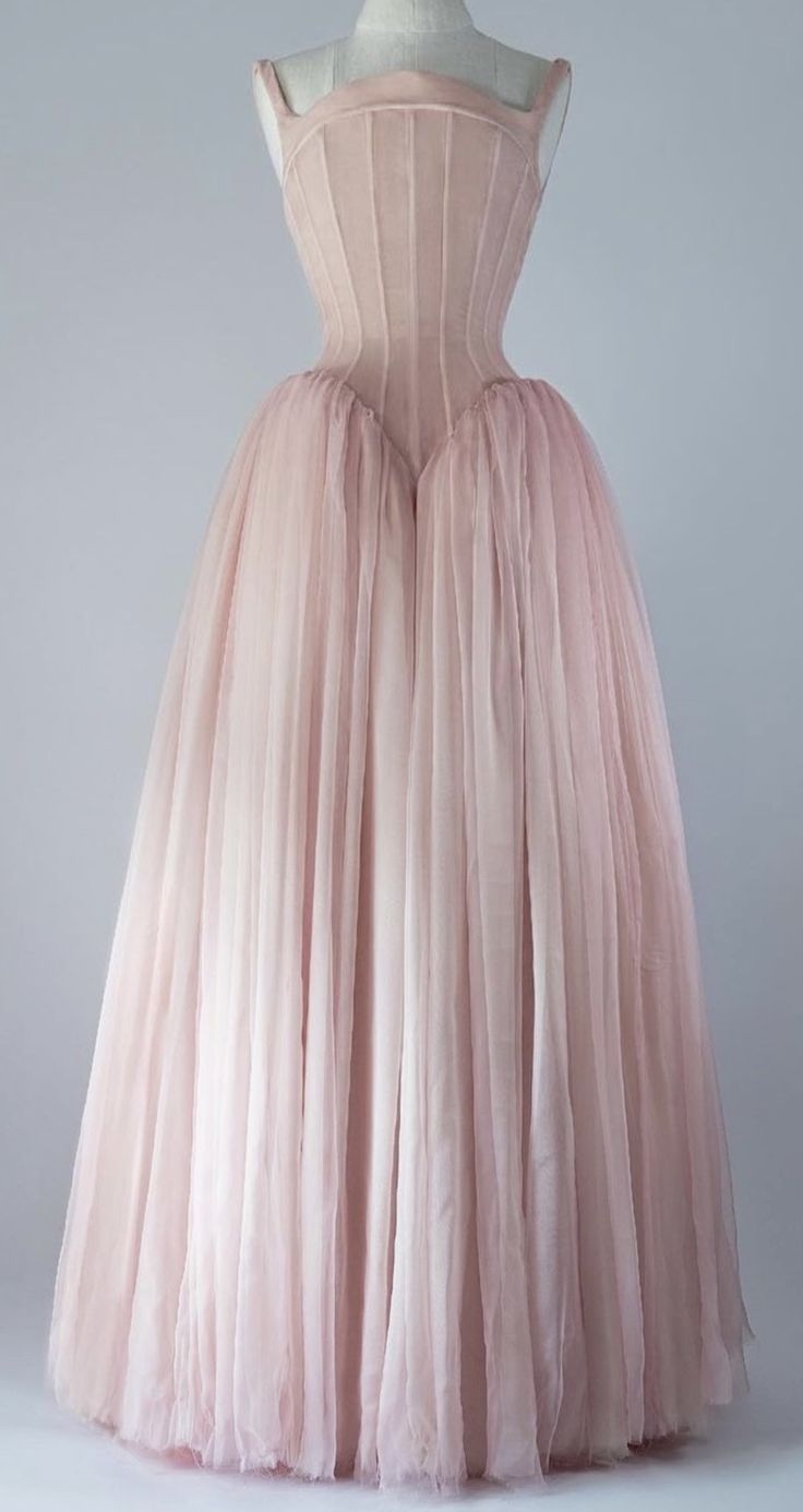Vintage Ball Gown Straps Pink Tulle Long Length Prom Dresses Birthday Outfits