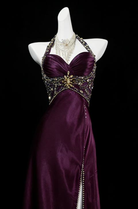 Pretty A Line Halter Sleeveless Slit Beads Long Prom Dress Evening Dresses
