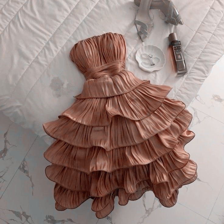 Chic Ball Gown Strapless Short Brown Homecoming Dress 18th Birthday Outfits