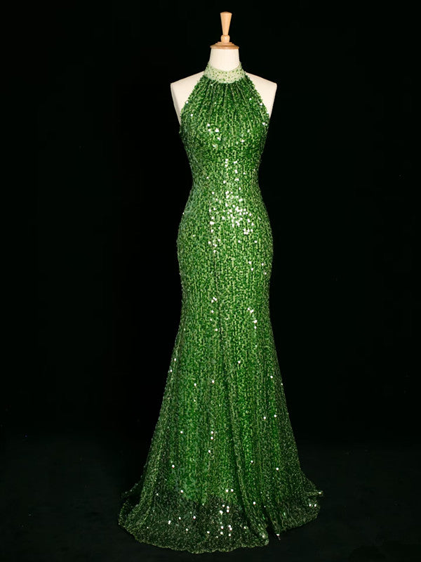 Sexy Sheath One Shoulder Green Sequin Prom Dresses Party Evening Dress With Beads