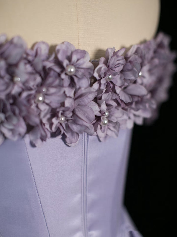 Pretty A Line Off The Shoulder Lilac Long Floral Prom Dresses Party Evening Dress