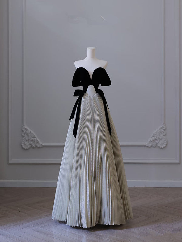 Pretty Ball Gown Off The Shoulder Black Velvet Long Prom Dresses Party Evening Dress