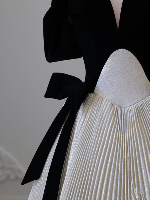 Pretty Ball Gown Off The Shoulder Black Velvet Long Prom Dresses Party Evening Dress