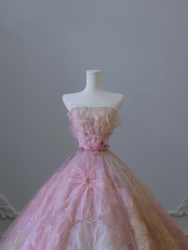 Pretty Ball Gown Sweetheart Floral Tulle Long Prom Dresses Party Gown Evening Dress