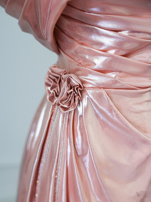 Pretty A Line Off The Shoulder Sequin Pink Long Prom Dresses Evening Gowns