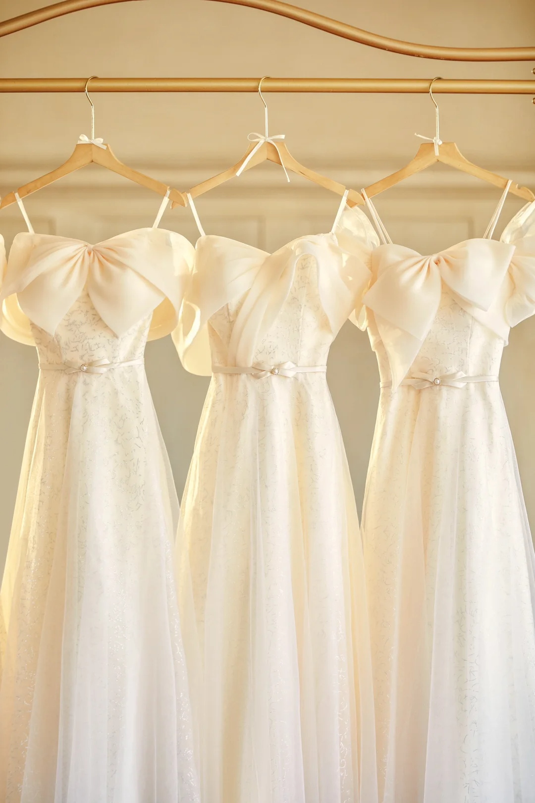 Light Champagne A Line Tulle Long Bridesmaid Dress